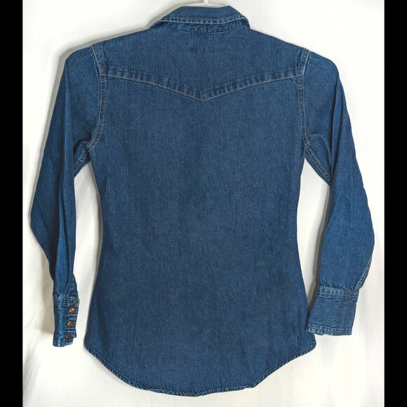 Vintage 1984 CALVIN KLEIN Blue Women's Size 8 FIT Size 2 L/S Denim Cotton Shirt - Picture 2 of 2